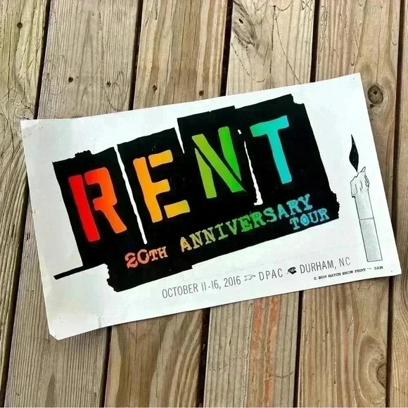 RENT musical tour poster, print by Hatch Show Print Nashville Tennessee - Picture 1 of 5